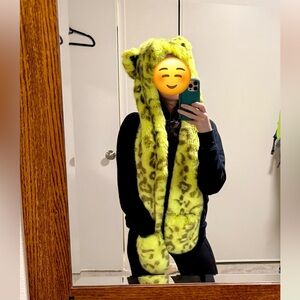 Spirit Hoods Neon Yellow Leopard Luxe Collector Edition Faux Fur Hood